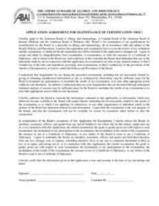 THE AMERICAN BOARD OF ALLERGY AND IMMUNOLOGY A Conjoint Board of the American Board of Internal Medicine and the American Board of Pediatrics, Inc. ™ 111 S. Independence Mall East, Suite 701, Philadelphia, PA[removed]Tel