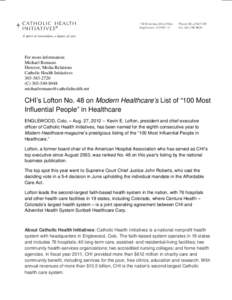 Catholic Health Initiatives / Healthcare in the United States