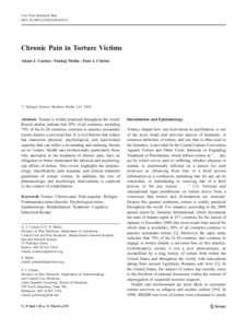 Curr Pain Headache Rep DOI[removed]s11916[removed]Chronic Pain in Torture Victims Adam J. Carinci & Pankaj Mehta & Paul J. Christo