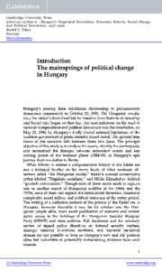 Cambridge University Press[removed]9 - Hungary’s Negotiated Revolution: Economic Reform, Social Change, and Political Succession, [removed]Rudolf L. Tokes Excerpt More information