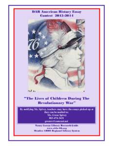 DAR American History Essay Contest[removed] “The Lives of Children During The Revolutionary War”