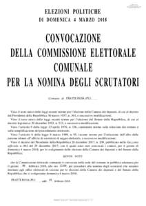 ELEZIONI POLITICHE  Modello n. 4 - EP Manifesto di convocazione della Commissione elettorale comunale per la nomina degli scrutatori