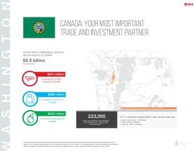 A S H I N G T O N  Canada: your most important trade and investment partner Annual value of Washington’s goods & services exports to Canada: