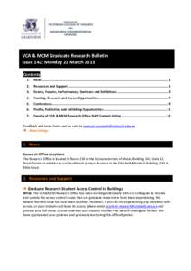 ey  VCA & MCM Graduate Research Bulletin Issue 142: Monday 23 March 2015 Contents 1.