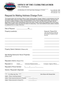 OFFICE OF THE CLERK/TREASURER City of Burlington ________________________________________ City Hall, Room 20, 149 Church Street, Burlington, VT[removed]Voice[removed]