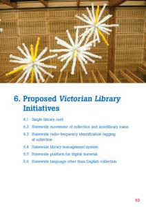 6. Proposed Victorian Library Initiatives 6.1 Single library card 6.2 Statewide movement of collection and interlibrary loans 6.3 Statewide radio-frequency identification tagging of collection