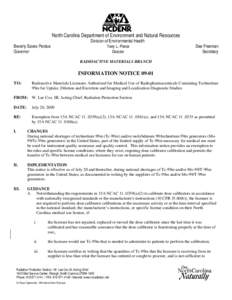 North Carolina Department of Environment and Natural Resources Division of Environmental Health Beverly Eaves Perdue Governor  Terry L. Pierce