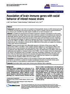 Association of brain immune genes with social behavior of inbred mouse strains