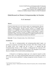 Journal of Small Business and Entrepreneurship Development June 2014, Vol. 2, No. 2, ppISSN: Print), Online) Copyright © The Author(sAll Rights Reserved. Published by American Re