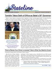 Stateline  Stateline A Newsletter for West Virginia State Government Employees