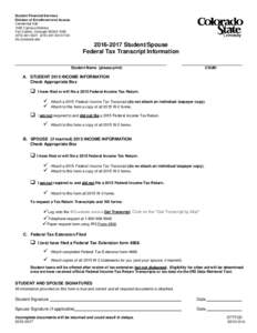 Student Financial Services Division of Enrollment and Access Centennial Hall 1065 Campus Delivery Fort Collins, ColoradoFAX