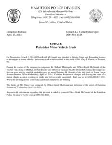 Immediate Release April 17, 2014 Contact: Lt. Richard Mastropolo[removed]