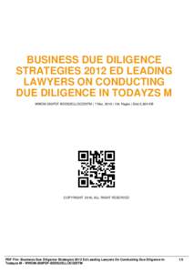 BUSINESS DUE DILIGENCE STRATEGIES 2012 ED LEADING LAWYERS ON CONDUCTING DUE DILIGENCE IN TODAYZS M WWOM-200PDF-BDDS2ELLOCDDITM | 7 Mar, 2016 | 104 Pages | Size 5,824 KB