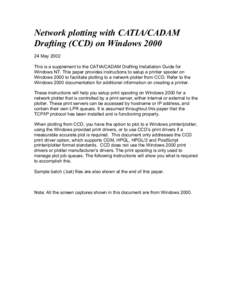 Network plotting with CATIA/CADAM Drafting (CCD) on Windows 2000