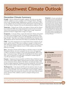 1 | Climate Summary December 22, 2009 Southwest Climate Outlook Vol. 8 Issue 12