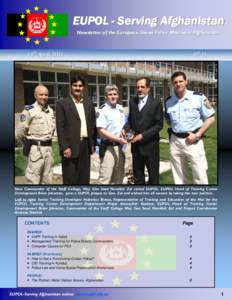 EUPOL - Serving Afghanistan Newsletter of the European Union Police Mission in Afghanistan 14th April[removed]