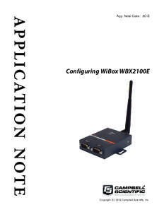 APPLICATION NOTE  App. Note Code: 3C-S Configuring WiBox WBX2100E