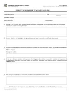 Global Mission  International Leadership Development Program STUDENT SCHOLARSHIP EVALUATION: FORM 1 Name (please print)