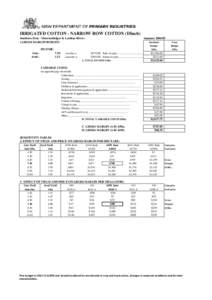 IRRIGATED COTTON - NARROW ROW COTTON (I5inch) Southern Zone - Murrumbidgee & Lachlan Rivers 1.GROSS MARGIN BUDGET: Summer[removed]Standard