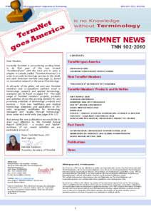 TERMNET NEWSLETTER of International Cooperation in Terminology  (ISSN[removed]–2010 t e