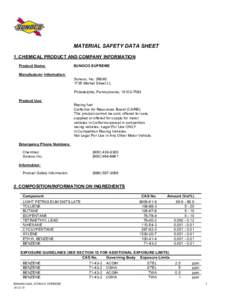 MATERIAL SAFETY DATA SHEET 1. CHEMICAL PRODUCT AND COMPANY INFORMATION Product Name: SUNOCO SUPREME
