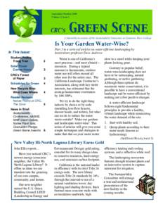 September/October 2009 Volume 2, Issue 1 CRC’s  Green Scene