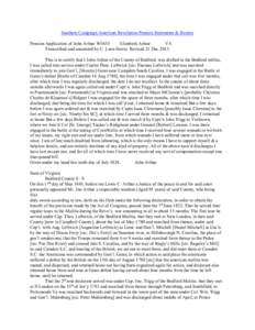 Southern Campaign American Revolution Pension Statements & Rosters Pension Application of John Arthur W5635 Elizabeth Arthur VA Transcribed and annotated by C. Leon Harris. Revised 21 Dec[removed]This is to certify that I 