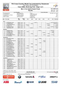 FIS Cross-Country World Cup presented by Viessmann 15th World Cup Competition Falun (SWE), World Cup Final - Stage 1 of 3