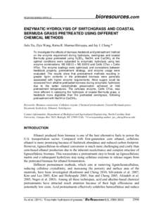 PEER-REVIEWED ARTICLE  bioresources.com ENZYMATIC HYDROLYSIS OF SWITCHGRASS AND COASTAL BERMUDA GRASS PRETREATED USING DIFFERENT