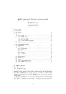 gp2c types and the description system By Bill Allombert February 21, 2012 Contents 1 gp2c types
