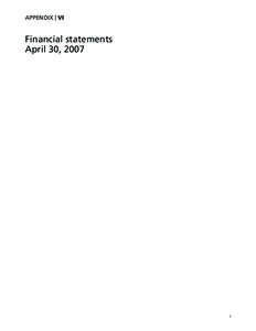 IMF 2007 Annual Report -- Appendix VI. Financial Statements April 30, 2007