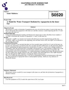 CALIFORNIA STATE SCIENCE FAIR 2011 PROJECT SUMMARY Name(s)  Samir Malhotra