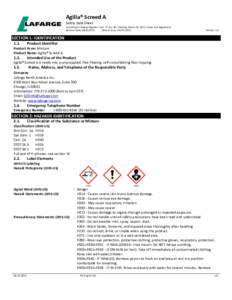 Agilia® Screed A Safety Data Sheet According To Federal Register / Vol. 77, NoMonday, March 26, Rules And Regulations Revision Date: Date of issue: 