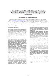 A Spatial Dynamic Model To Simulate Population Variations And Movements Within Fragmented Landscapes