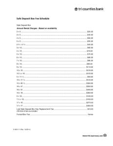 Safe Deposit Box Fee Schedule