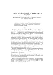 EXOTIC QUASICONFORMALLY HOMOGENEOUS SURFACES PETRA BONFERT-TAYLOR, RICHARD D. CANARY, JUAN SOUTO, AND EDWARD C. TAYLOR  Abstract. We construct uniformly quasiconformally homogeneous