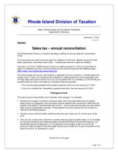 Rhode Island Division of Taxation State of Rhode Island and Providence Plantations Department of Revenue December 17, 2012 ADV