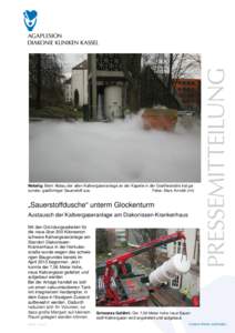 Nebelig: Beim Abbau der alten Kaltvergaseranlage an der Kapelle in der Goethestraße trat gesunder, gasförmiger Sauerstoff aus. Fotos: Marc Arnoldi (nh)