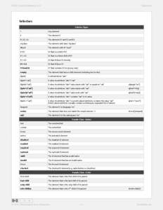 CSS3 Quick Reference v1.0  Selectors Selectors Selector Types