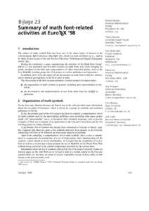 Bijlage 23 Summary of math font-related activities at EuroTEX ’98 Barbara Beeton American Mathematical