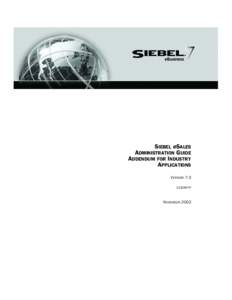 Siebel eSales Administration Guide Addendum for Industry Applications