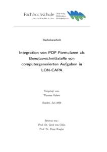 Bachelorarbeit Integration von PDF-Formularen als Benutzerschnittstelle von computergenerierten Aufgaben in LON-CAPA