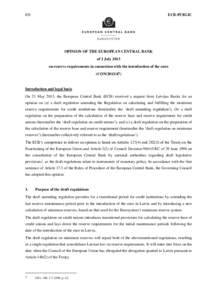 Opinion on reserve requirements in connection with the introduction of the euro (CON[removed])