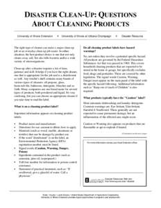 Disaster Clean-up: Questions about Cleaning Products