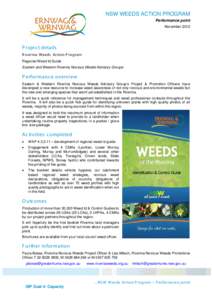 NSW WEEDS ACTION PROGRAM Performance point November 2012 P rojec t details R iverina Weeds Ac tion P rogram