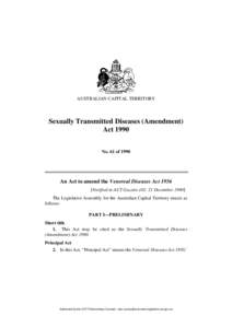 AUSTRALIAN CAPITAL TERRITORY  Sexually Transmitted Diseases (Amendment) Act 1990 No. 61 of 1990