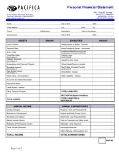 PERSONAL FINANCIAL STATEMENT