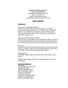 Sanctuary Advisory Council Thirty-seventh Meeting Wednesday, September 8, 2004 9:00 a.m. to 2:00 p.m. Honolulu International Airport Inter-island Conference Center, 7th Floor