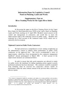 LC Paper No. CB[removed]Information Paper for Legislative Council Panel on Planning, Lands and Works Supplementary Note on River Training Works for the Upper River Indus