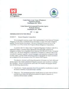 Un ited S tates A rm y Co rps o f Eng inee rs Regulatory Branch W ash ington , DC[removed]United States Environmental Protection Agency W etla nd Div ision